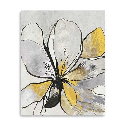 20 Modern Yellow and Black Flower in Bloom Canvas Wall Art