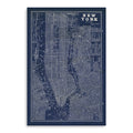 24 x 16 Indigo and White Aerial New York Map Canvas Wall Art
