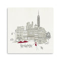 30 NYC Caf Line Work with Red Accents Canvas Wall Art