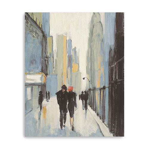 30 x 24 Watercolor Walk in the City Canvas Wall Art