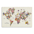 36 x 24 Fun Floral Map of the World Canvas Wall Art