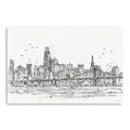 48 Monochrome City Skyline Sketch Canvas Wall Art
