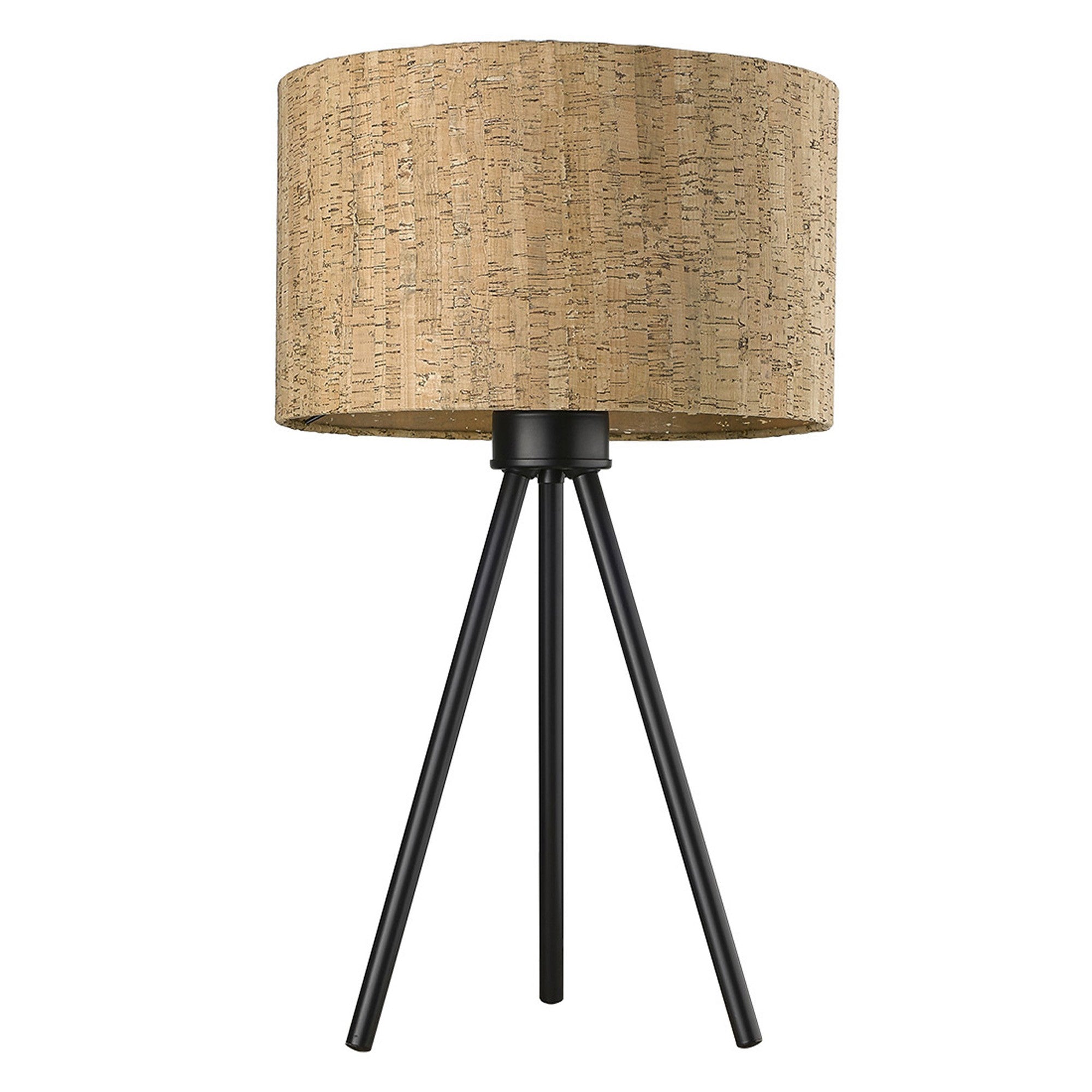 21.8 Matte Black Cork Shade Table Lamp