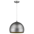 Latitude 1-Light Hand Painted Weathered Pewter Pendant With Gold Interior Shade (13.75)