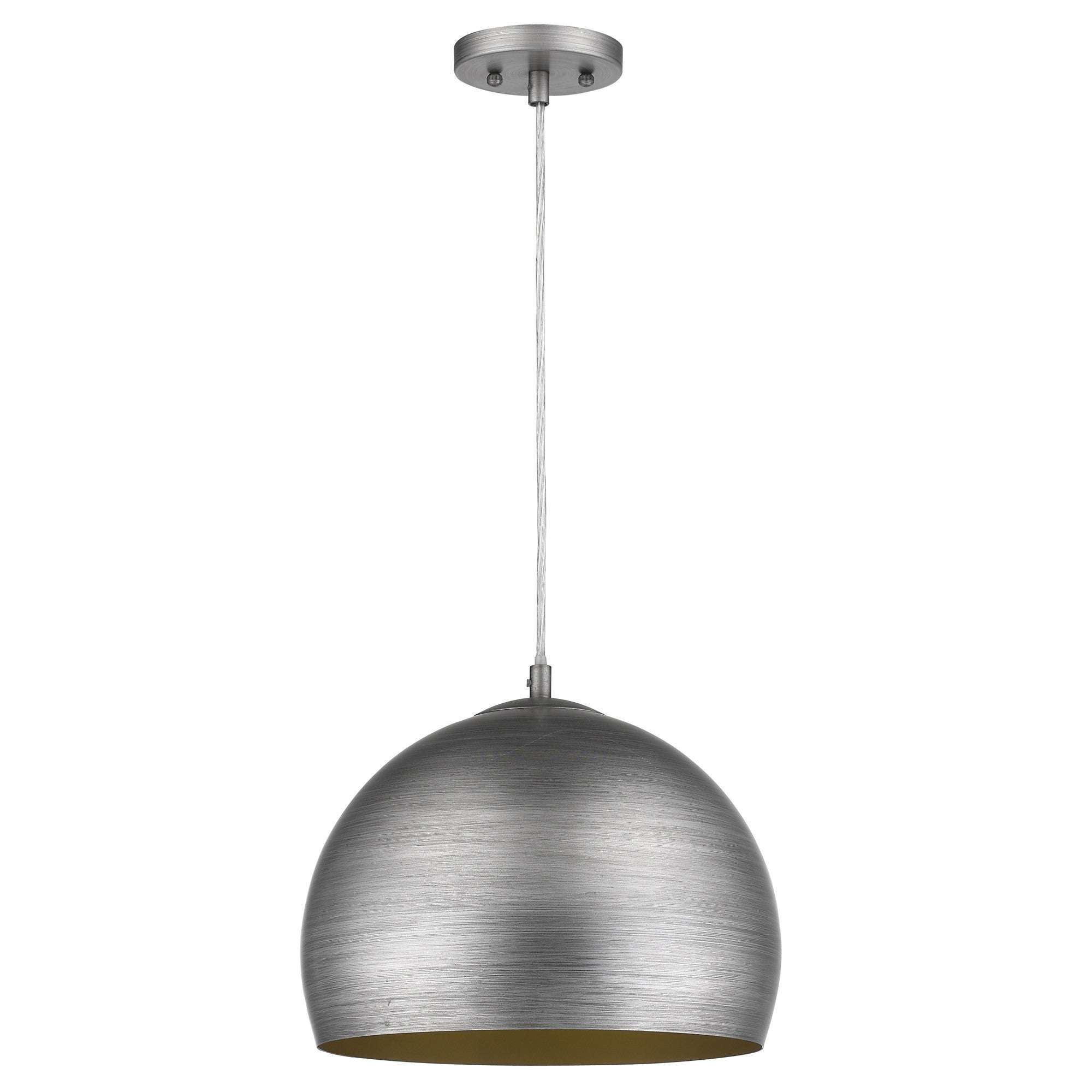 Latitude 1-Light Hand Painted Weathered Pewter Pendant With Gold Interior Shade (13.75)