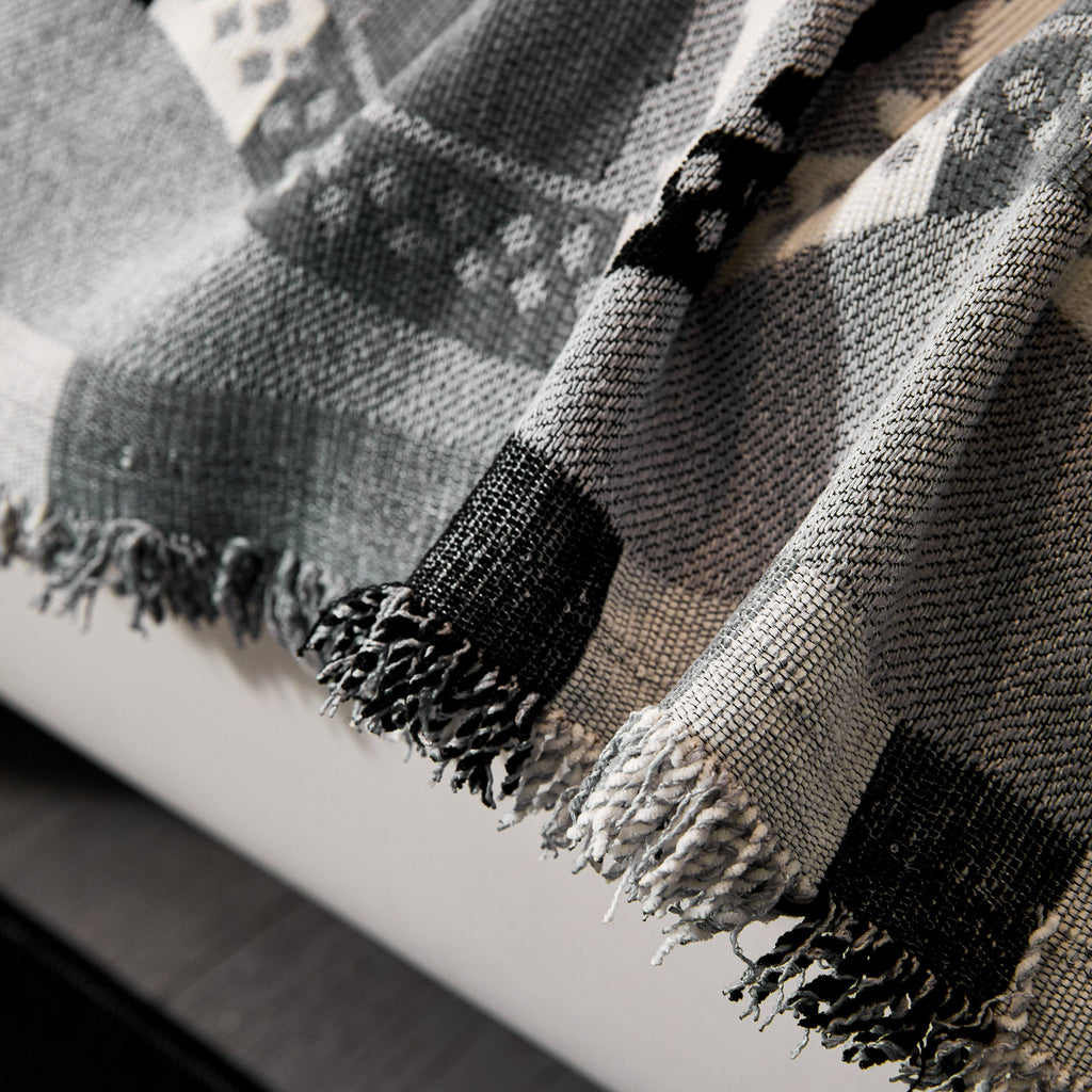 Striped Chenille Sofa Throw Covers, Boho Style Cozy Couch Protector Blanket