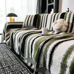 Striped Chenille Sofa Throw Covers, Boho Style Cozy Couch Protector Blanket