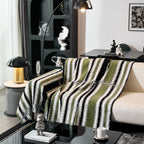 Striped Chenille Sofa Throw Covers, Boho Style Cozy Couch Protector Blanket