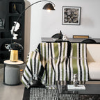 Striped Chenille Sofa Throw Covers, Boho Style Cozy Couch Protector Blanket