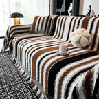 Striped Chenille Sofa Throw Covers, Boho Style Cozy Couch Protector Blanket