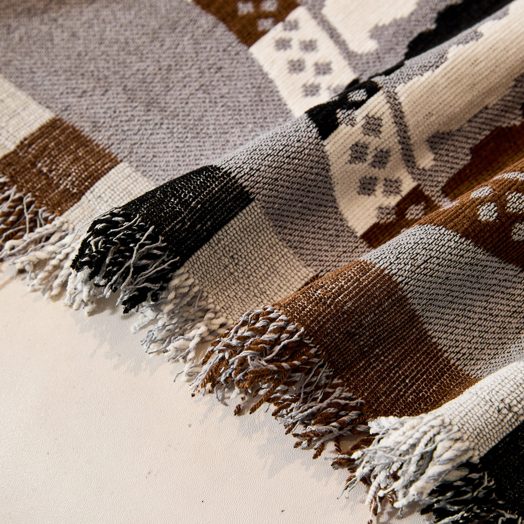 Striped Chenille Sofa Throw Covers, Boho Style Cozy Couch Protector Blanket