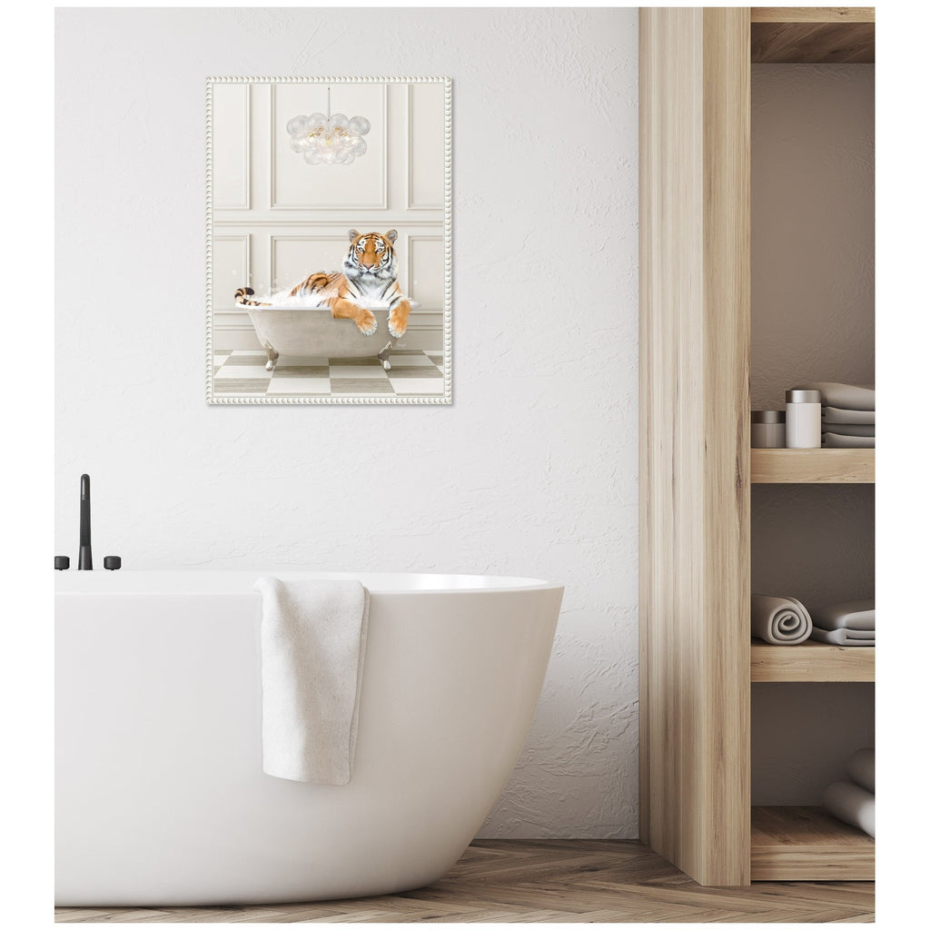 Sylvie Tiger Traditional Chandelier Bath Framed Canvas by Amy Peterson