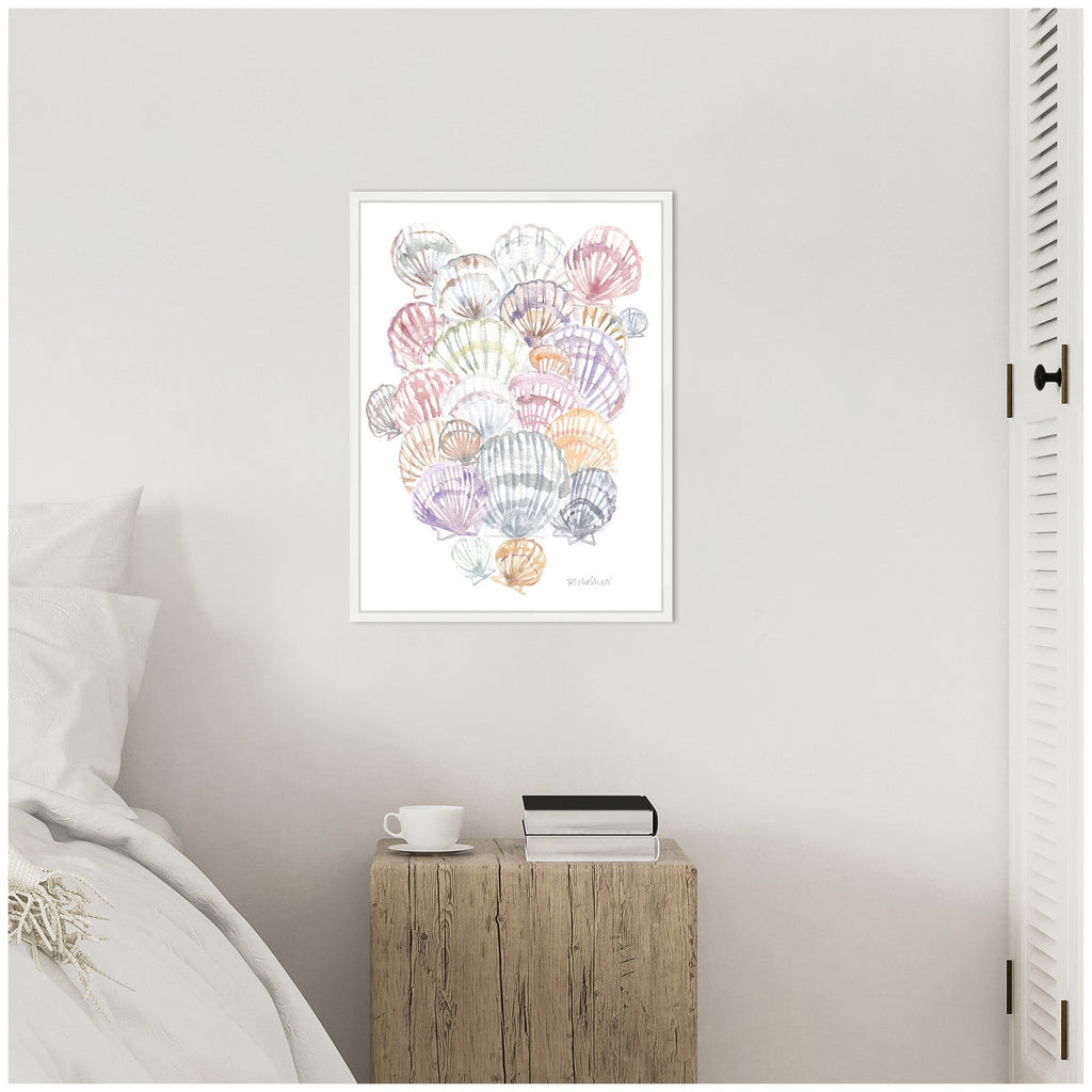 Sylvie Pale Pastel Shells Framed Canvas by Patricia Shaw