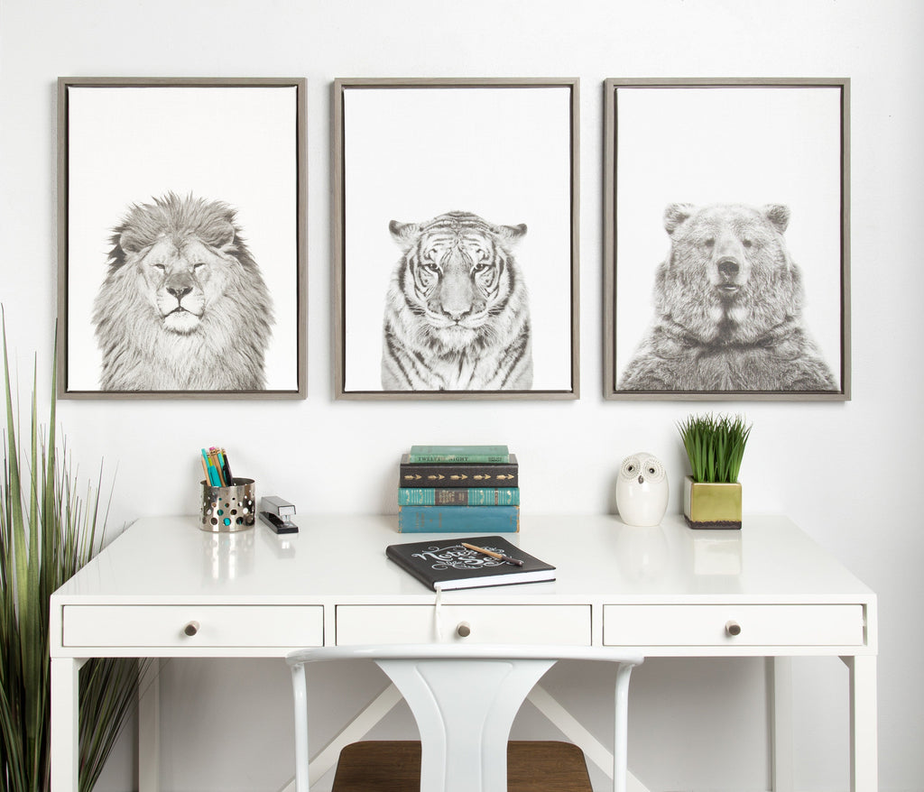Sylvie Tiger Framed Canvas by Simon Te of Tai Prints