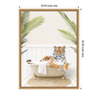 Sylvie Tiger in Palm Bath Framed Canvas by Amy Peterson