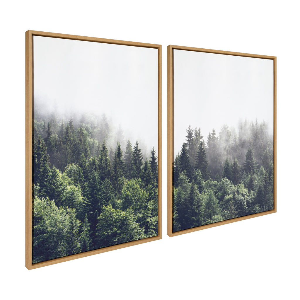 Sylvie Lush Green Forest on a Foggy Day Framed Canvas Set by The Creative Bunch Studio