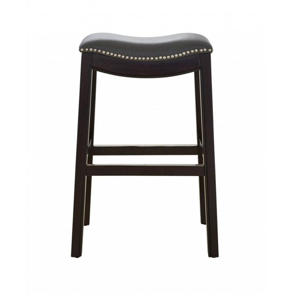 30 Espresso And Gray Saddle Style Counter Height Bar Stool