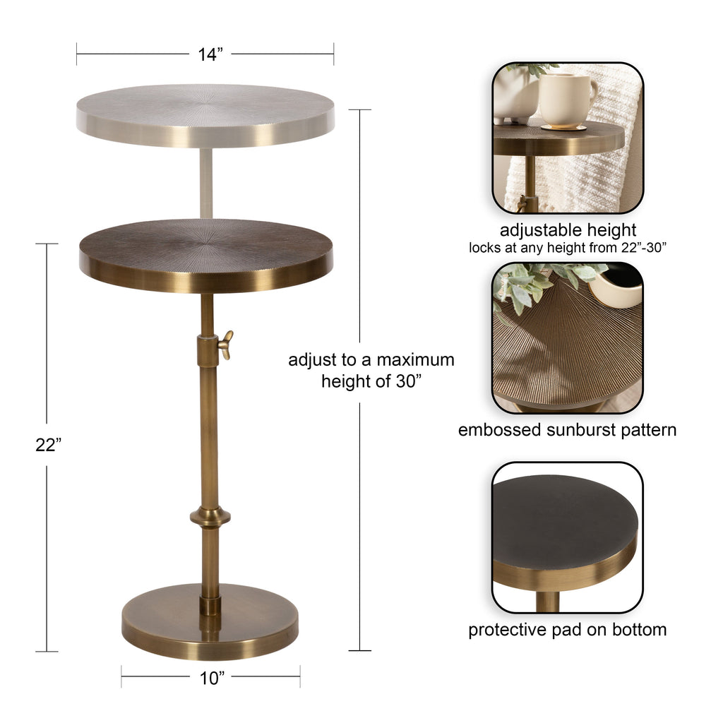 Engles Adjustable Embossed Metal Table and Plant Stand