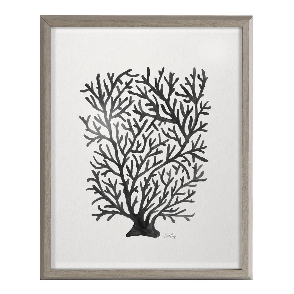 Blake Coral Black Framed Printed Glass by Cat Coquillette