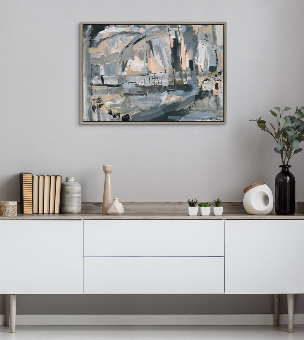 Sylvie Harbor Nights Framed Canvas by Leah Nadeau