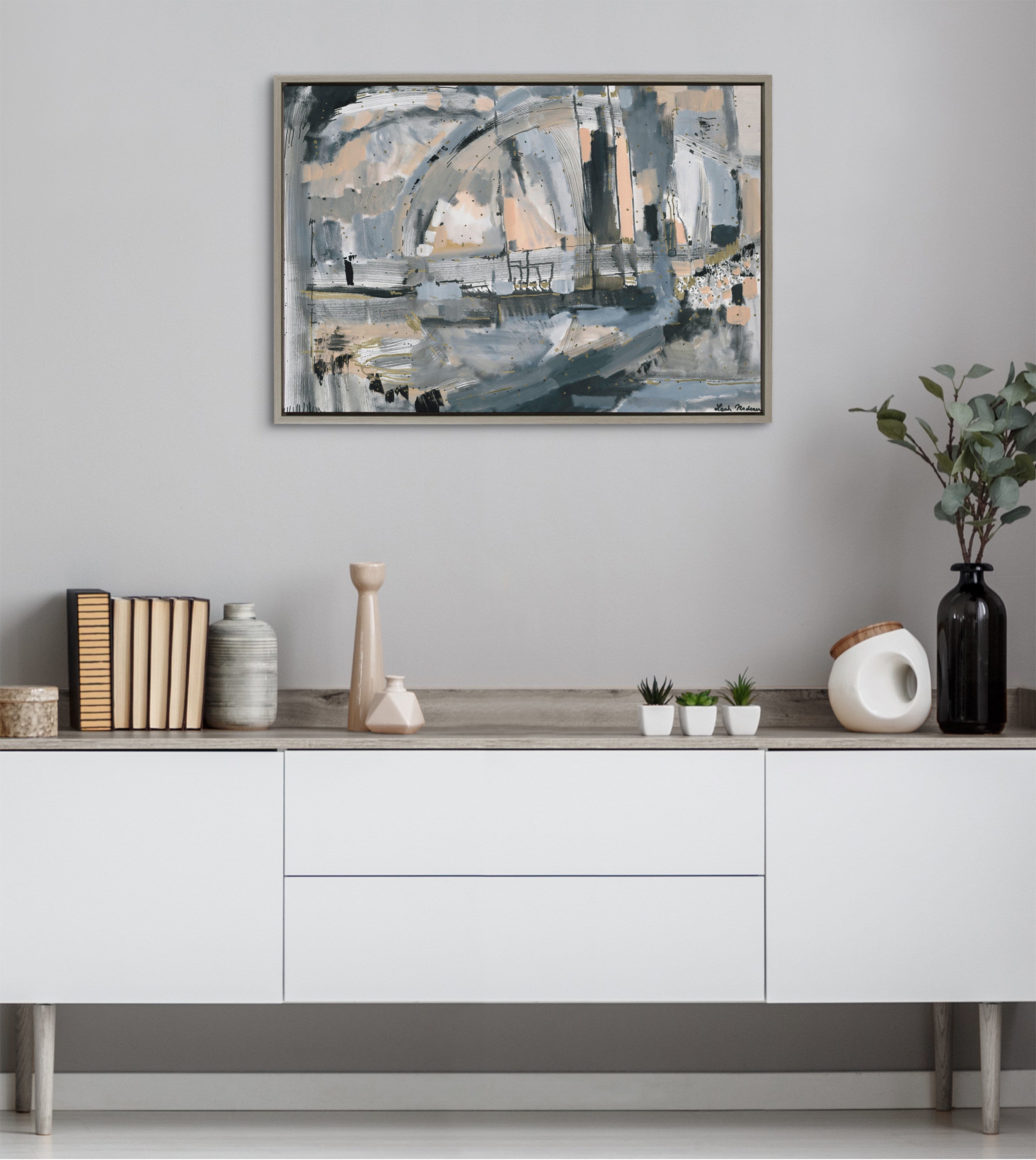Sylvie Harbor Nights Framed Canvas by Leah Nadeau