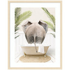 Elephant Back in Palm Bathtub by Amy Peterson Framed Wall Art Print