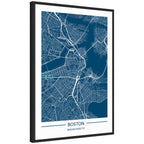 Sylvie Boston Map Regal Blue Framed Canvas by Jake Goossen