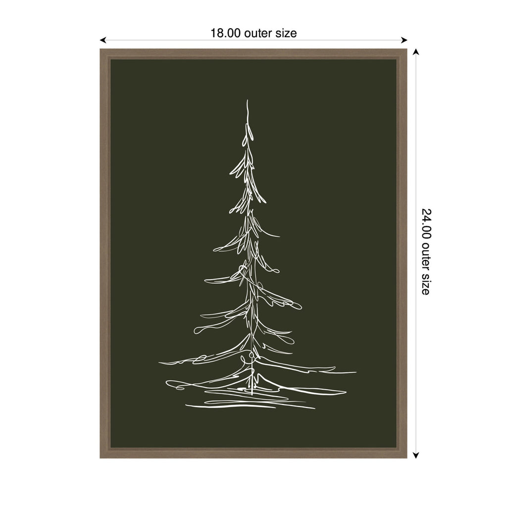 Sylvie Framed Canvas Minimalist Evergreen Trees Sketch 2 Green by The Creative Bunch Studio