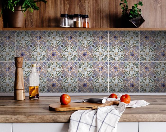 6 X 6 Muted Pastel Scroll Peel And Stick Tiles