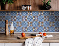 8 X 8 Blue White Golden Peel and Stick Tiles