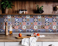 4 x 4 Blues and Reds Mosaic Peel and Stick Removable Tiles