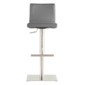 Adjustable Gray Faux Leather Aluminum Stool
