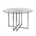 42 Glass Top Stainless Geo Base Round Dining Table