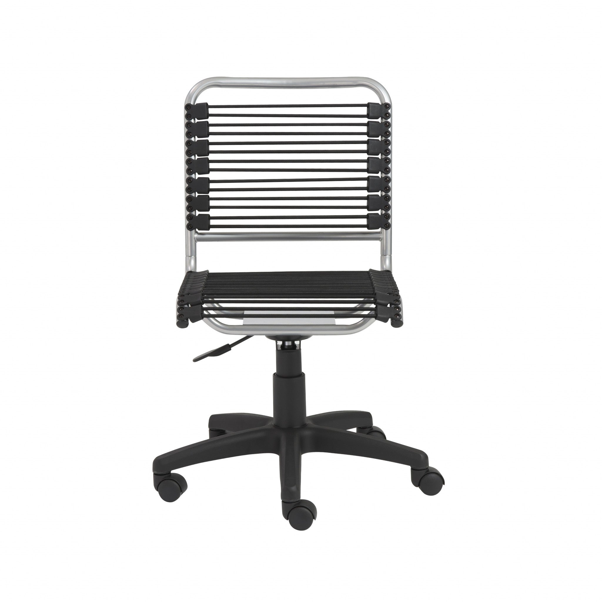 35 Chrome and Black Round Bungee Cord Low Back Office Chair