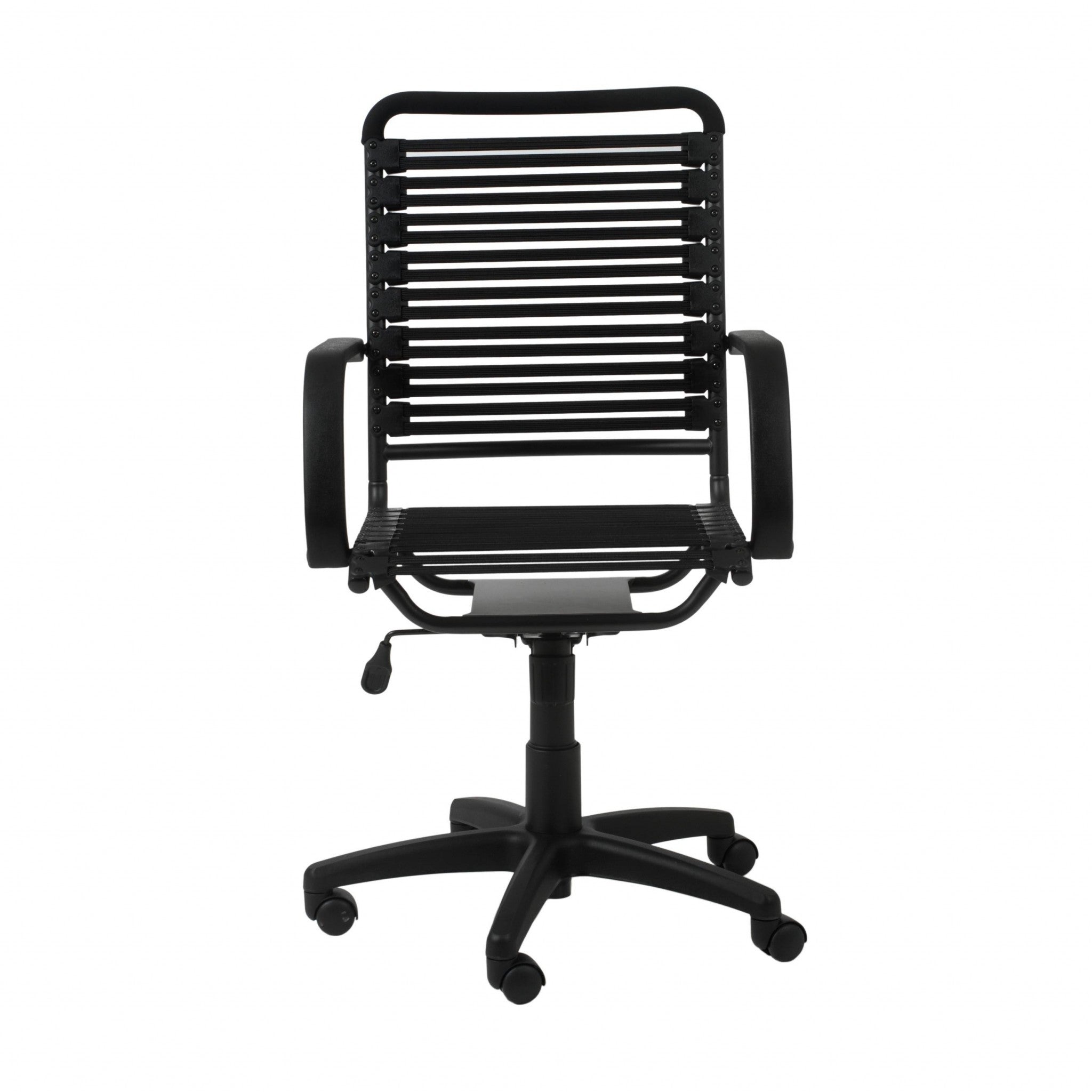 45 All Black Flat Bungee Cord High Back Office Chair