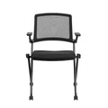 Set of Two Folding and Stacking Black Mesh Rolling Armchairs