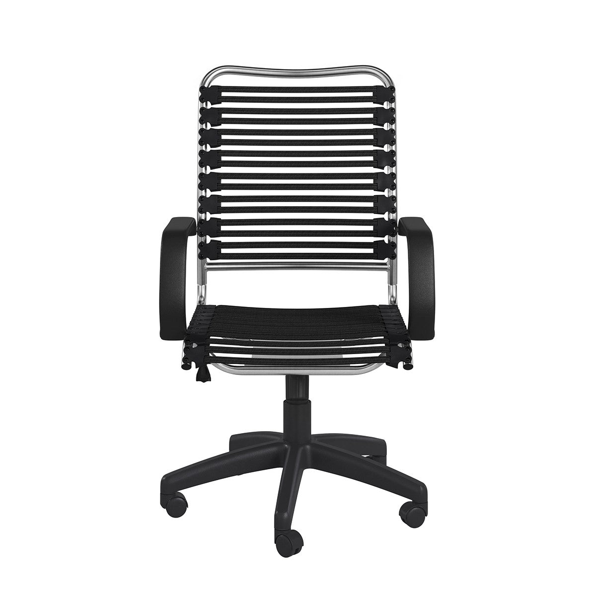 42 Black and Chrome Flat Bungee Cord High Back Office Chair