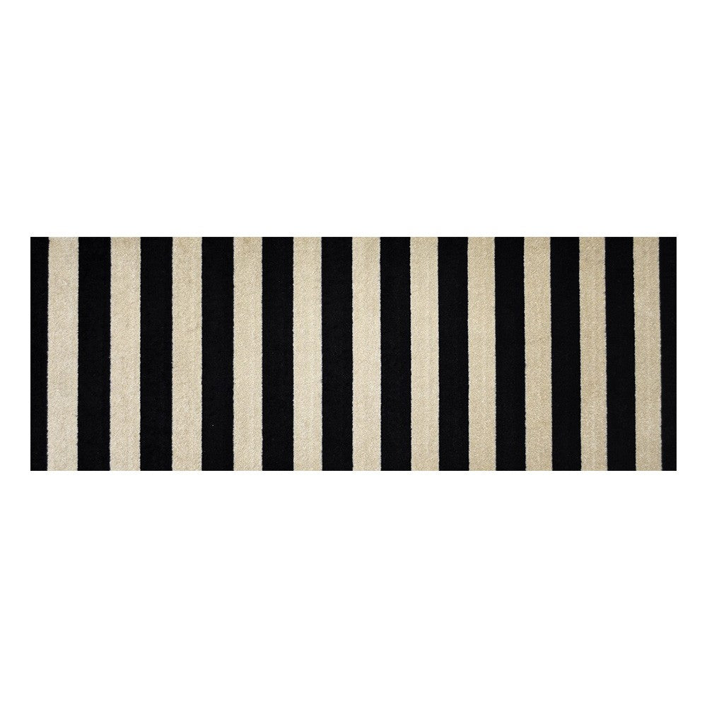2 x 6 Black and Tan Wide Stripe Washable Runner Rug