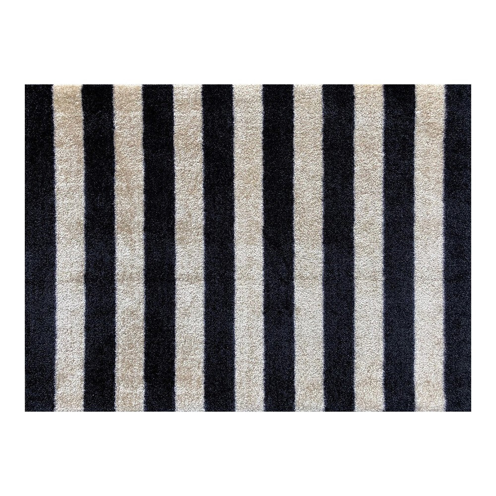 2 x 3 Black and Tan Wide Stripe Washable Floor Mat