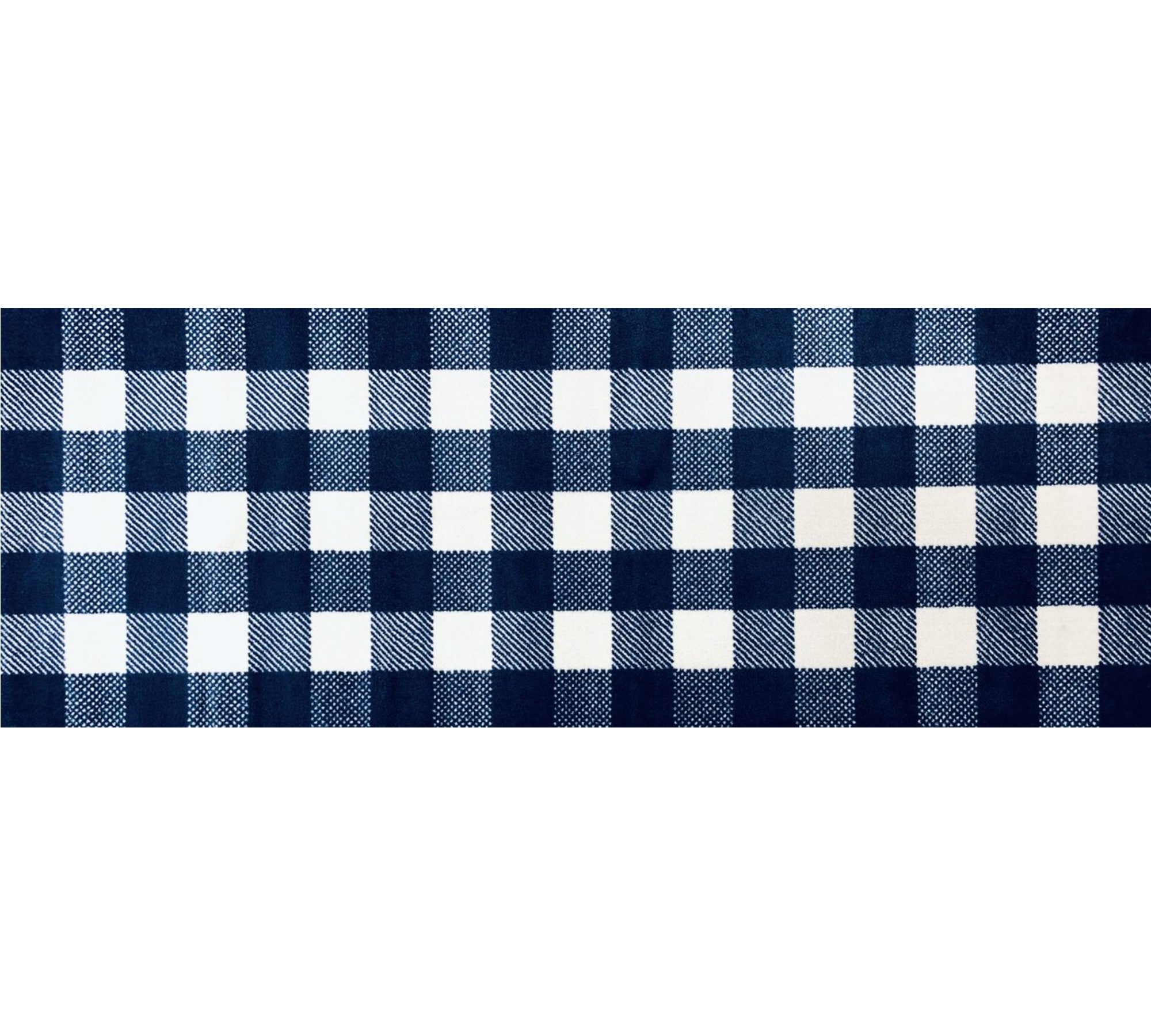 2 x 6 Navy and White Buffalo Plaid Washable Runner Rug