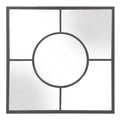 Graphite Geometric Design Square Metal Wall Mirror