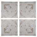 Set of 4 Whitewashed Arabesque Carved Wall Art