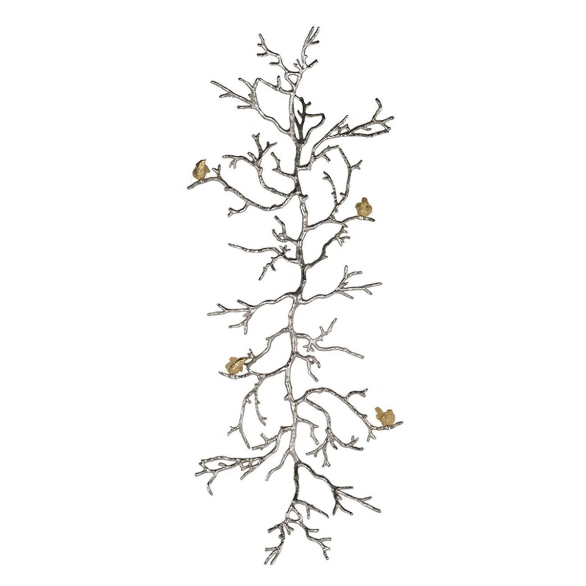 Modern 44 Silver Branch and Golden Birds Wall Art