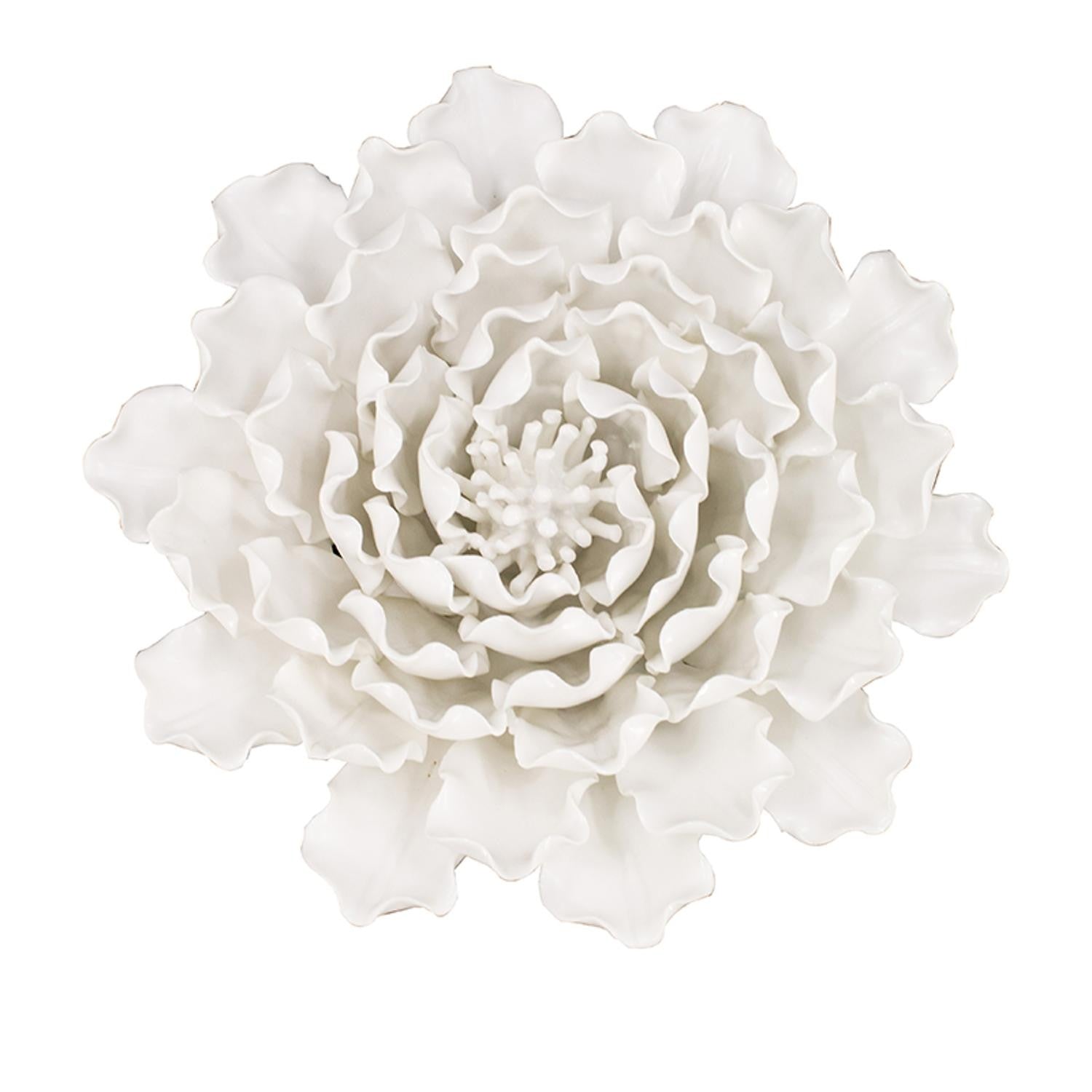 Cream Exaggerated 9 Ceramic Flower Wall Art