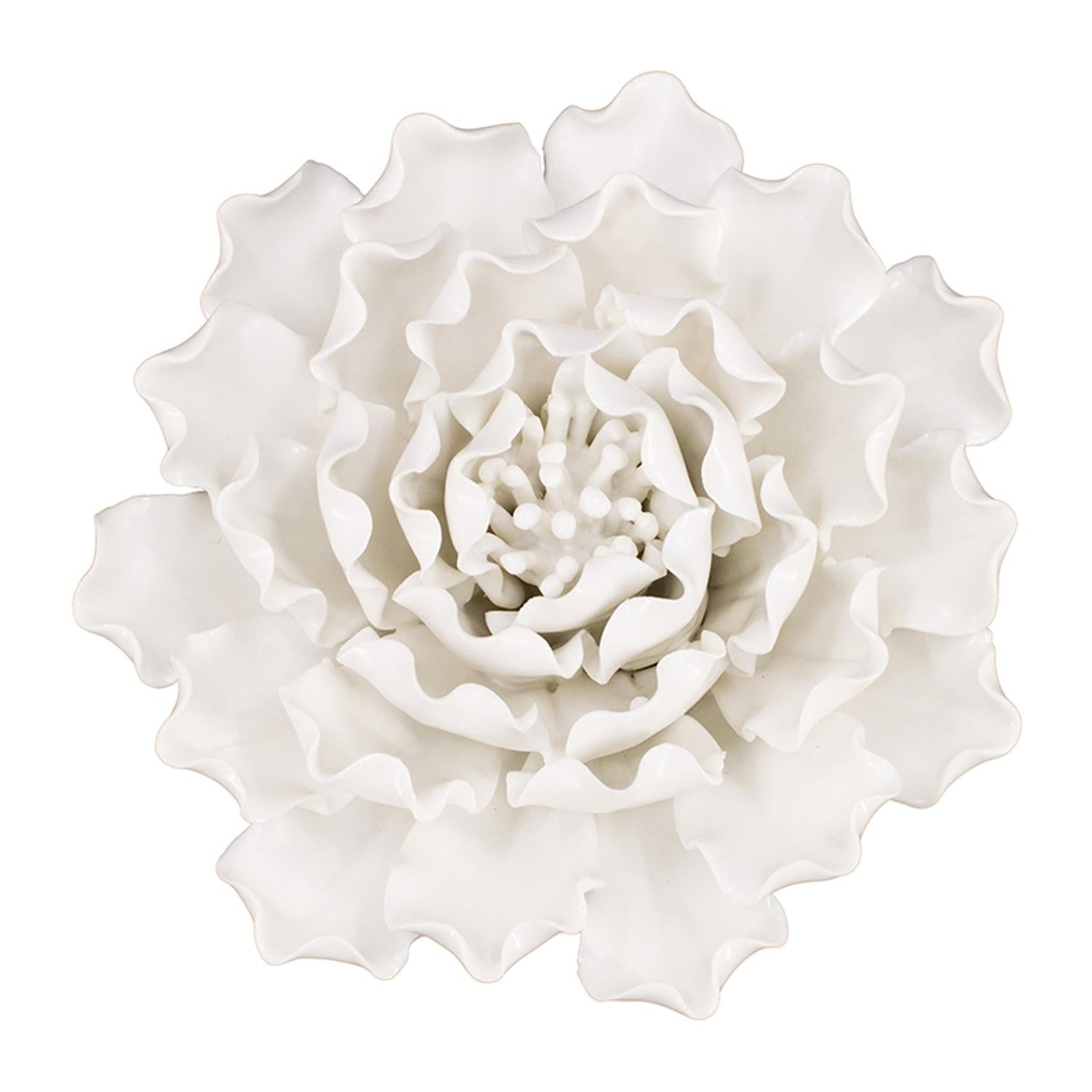 Cream Exaggerated 6 Ceramic Flower Wall Art