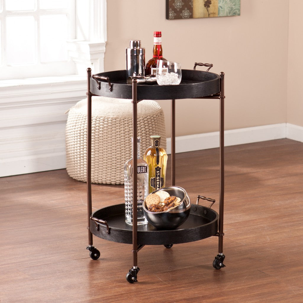29 Black Manufactured Wood And Iron Round End Table