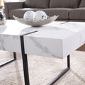 43 White Faux Marble And Metal Rectangular Coffee Table