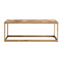 48 Natural And Natural Brown Solid Wood And Metal Rectangular Coffee Table