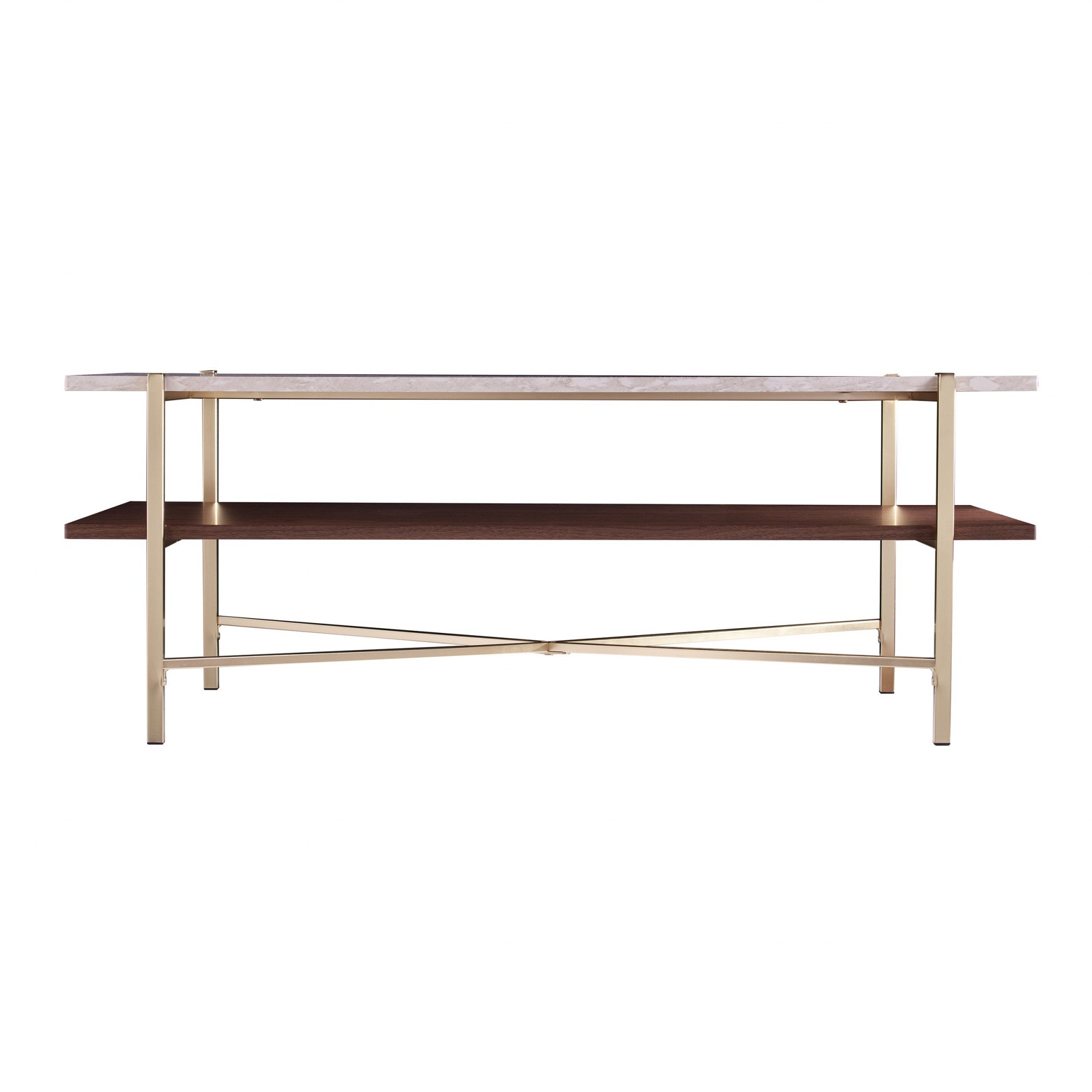 47 Brass Manufactured Wood And Metal Rectangular Coffee Table