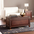 40 Brown Solid Wood And Metal Rectangular Coffee Table